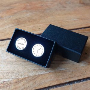 Personalised Christening Silver Finish Clock Cufflinks