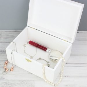 Girl's Personalised Unicorn White Wooden Keepsake Box