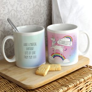 Girl's Personalised Pink Unicorn China Mug