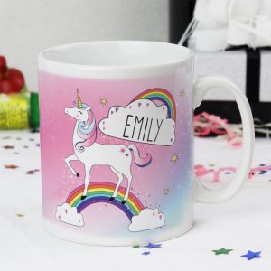 Girl's Personalised Pink Unicorn China Mug