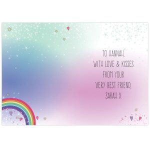 Personalised Girl's Pink Unicorn & Rainbow Birthday Card