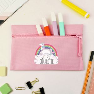 Girl's Personalised Unicorn Pink Pencil Case Back to School