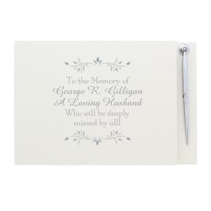 Personalised Sentiments Memorial Condolence Book and Pen