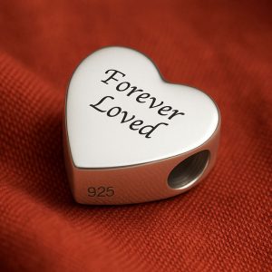 Sterling Silver Engraved Memorial Heart Charm