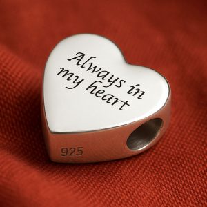 Sterling Silver Engraved Memorial Heart Charm
