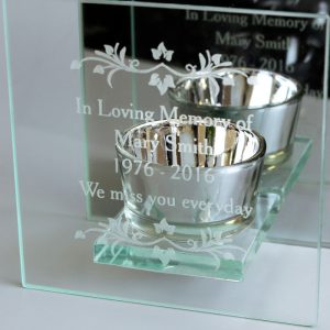 Personalised Glass Memorial Remembrance Tea Light Holder