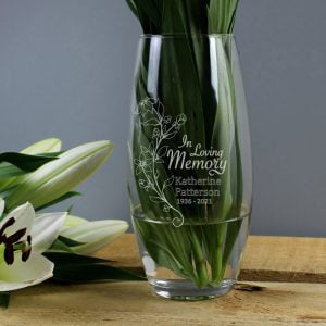 Personalised In Loving Memory Glass Memorial Vase
