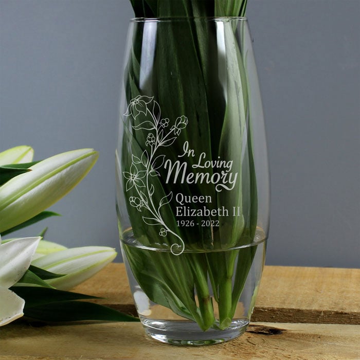 Personalised In Loving Memory Glass Memorial Vase