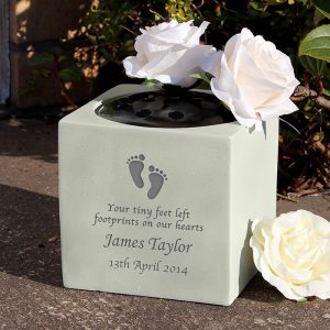 Personalised Grave Flower Pot - Baby Footprints