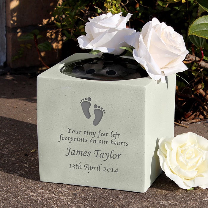 Personalised Grave Flower Pot - Baby Footprints