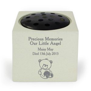 Personalised Teddy Bear Grave Flower Holder For Baby