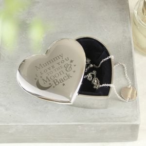 Personalised Engraved To The Moon & Back Heart Trinket Box