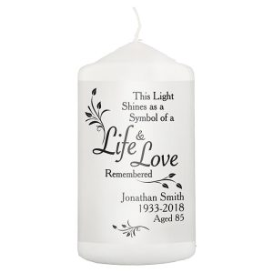 Personalised Life and Love Memorial Keepsake Candle