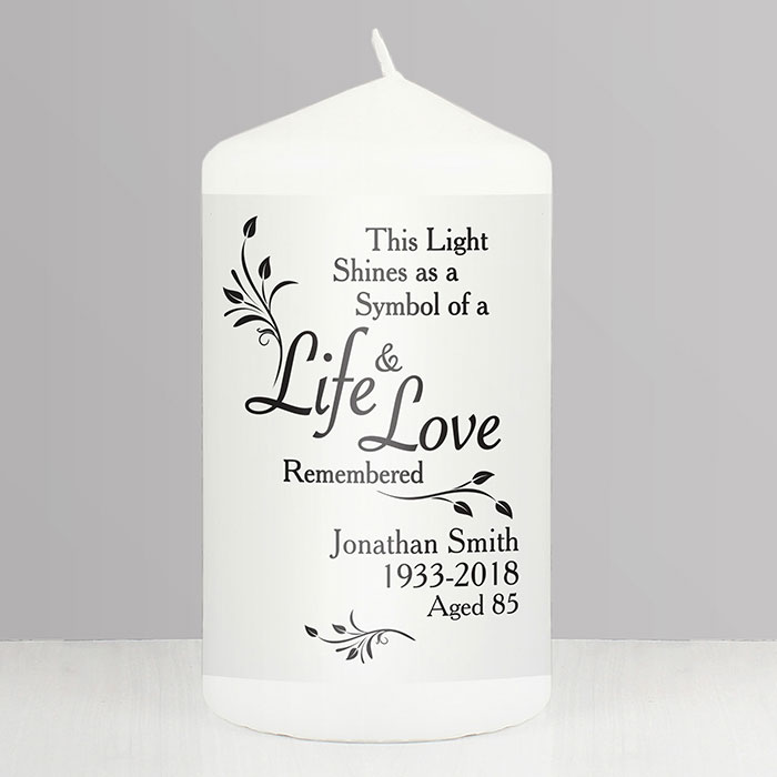 Personalised Life and Love Memorial Keepsake Candle