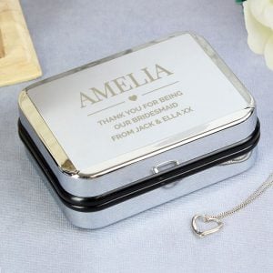 Sterling Silver Heart Necklace in Personalised Chrome Box