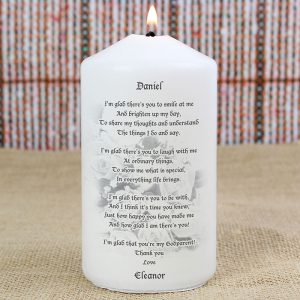 Personalised Godparent Thank You Candle