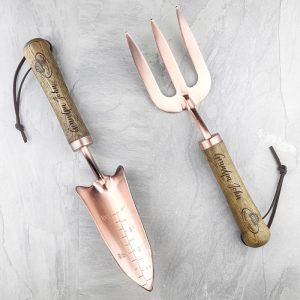 Personalised Luxury Copper Garden Trowel and Fork Set