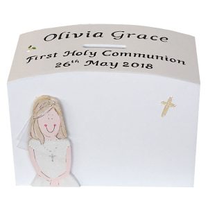 Personalised First Holy Communion Money Box for a Girl