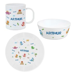 Personalised Dinosaur Breakfast Set BPA Free Plastic