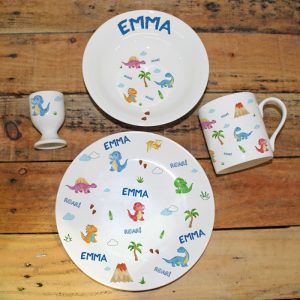 Personalised Dinosaur Breakfast Set BPA Free Plastic