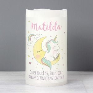 Baby Girl's Personalised Baby Unicorn Nightlight LED Candle