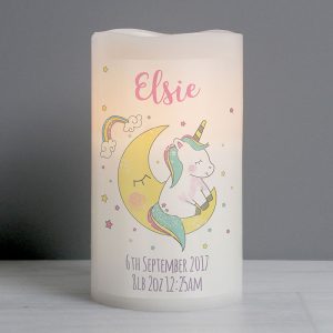 Baby Girl's Personalised Baby Unicorn Nightlight LED Candle