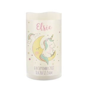 Baby Girl's Personalised Baby Unicorn Nightlight LED Candle