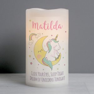 Baby Girl's Personalised Baby Unicorn Nightlight LED Candle