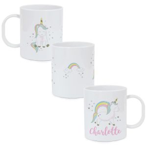 Girl's Personalised Baby Unicorn Plastic Toddler Mug