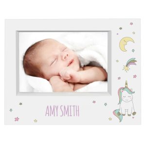 Girl's Personalised Baby Unicorn 7 x 5 inch Box Photo Frame