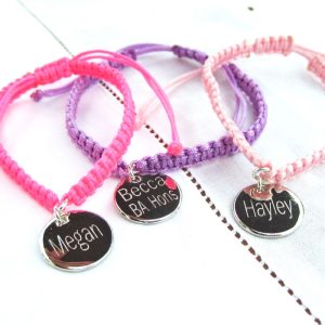Braided Bracelet With Personalised Silver Plated Disc