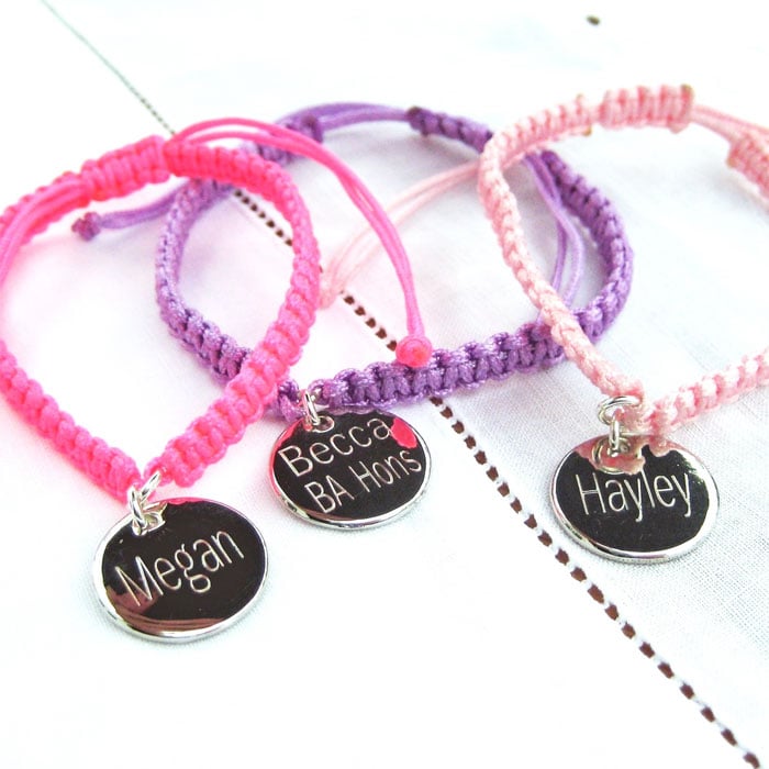 Braided Bracelet With Personalised Silver Plated Disc