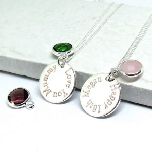 Personalised Stainless Steel Edge Birthstone Necklace