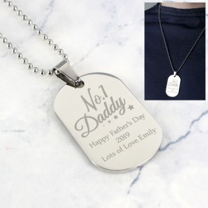 Personalised No.1 Daddy Stainless Steel Dog Tag Necklace