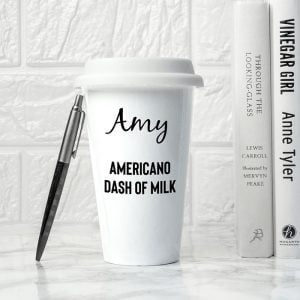 Personalised Ceramic Name and Order Travel Coffee Mug