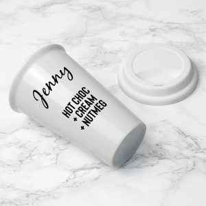 Personalised Ceramic Name and Order Travel Coffee Mug