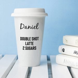 Personalised Ceramic Name and Order Travel Coffee Mug