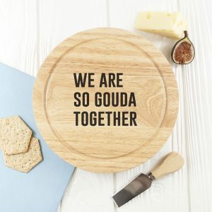 Personalised Cheese Lover Round Board Set & Knives