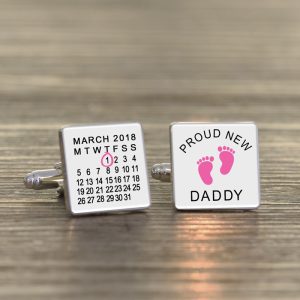 Personalised Proud New Daddy Silver Finish Cufflinks