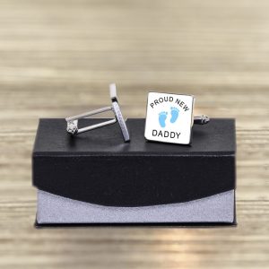 Personalised Proud New Daddy Silver Finish Cufflinks