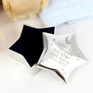 Personalised Silver Plated Twinkle Twinkle Baby Trinket Box