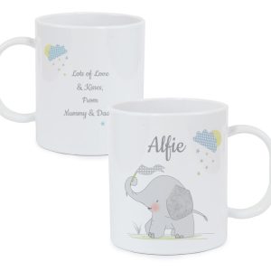 Personalised Hessian Elephant Plastic Toddler Drop-Proof Mug