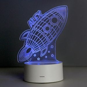 Boy's Personalised Rocket LED Colour Changing Night Light