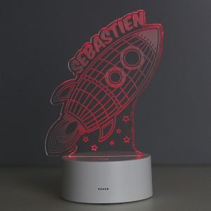 Boy's Personalised Rocket LED Colour Changing Night Light