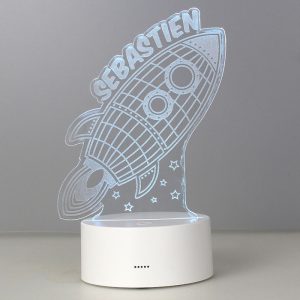 Boy's Personalised Rocket LED Colour Changing Night Light