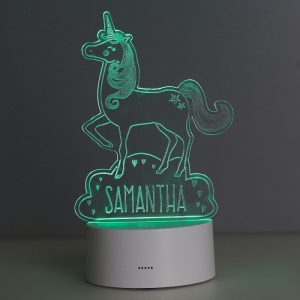 Girl's Personalised Unicorn LED Colour Changing Night Light
