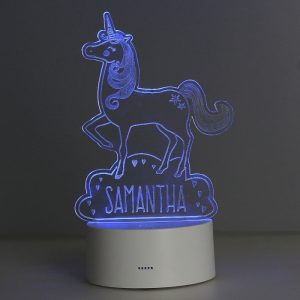 Girl's Personalised Unicorn LED Colour Changing Night Light