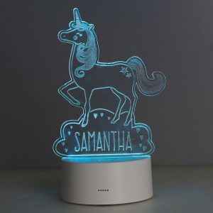 Girl's Personalised Unicorn LED Colour Changing Night Light