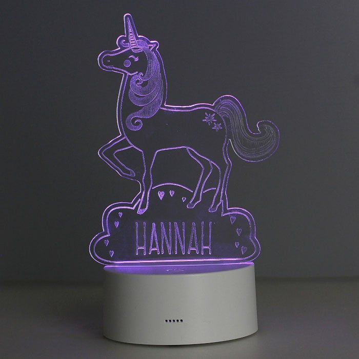 Girl's Personalised Unicorn LED Colour Changing Night Light