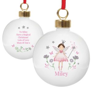 Personalised Fairy Princess Ceramic Christmas Tree Bauble